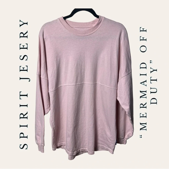 1119. SPIRIT‎ JESERY “MERMAID OFF DUTY” GLITTER PINK IN COLOR SIZE SMALL - Picture 1 of 9